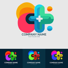 Medical logo and icon with multiple color variant vector eps. - obrazy, fototapety, plakaty