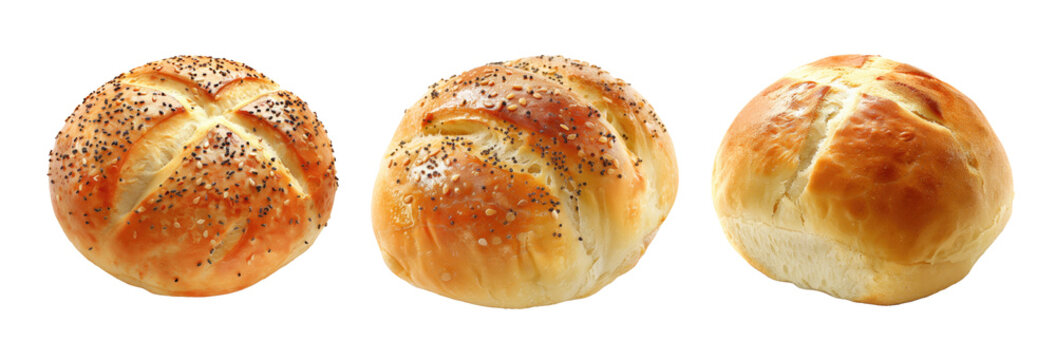 Variety of Bread Rolls Isolated on a Transparent Background