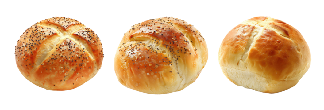 Variety of Bread Rolls Isolated on a Transparent Background