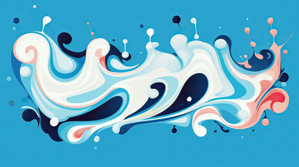 A whimsical illustration of a milk splash, forming shapes or patterns, against a contrasting colored background  Ai Generative