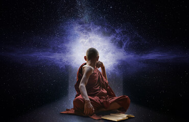 Buddhist monk in the cosmos