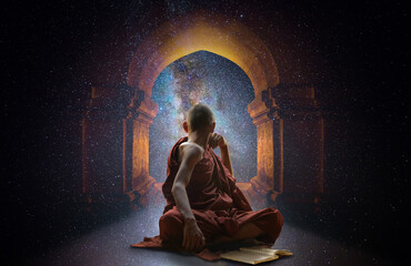Buddhist monk in the cosmos