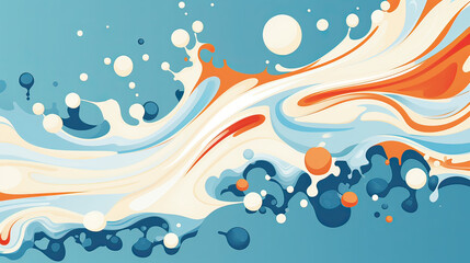 Fototapeta na wymiar A whimsical illustration of a milk splash, forming shapes or patterns, against a contrasting colored background Ai Generative
