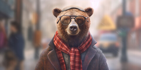 Stylish Urban Bear in Sunglasses Fashion Statement Banner