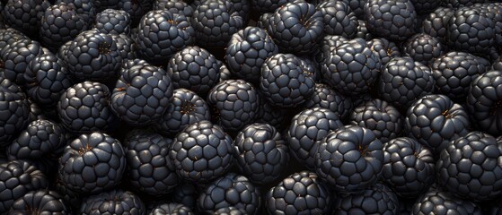   A sizable mound of black raspberries positioned atop another collection of raspberries - obrazy, fototapety, plakaty