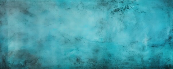 Cyan barely noticeable color on grunge texture cement background pattern with copy space