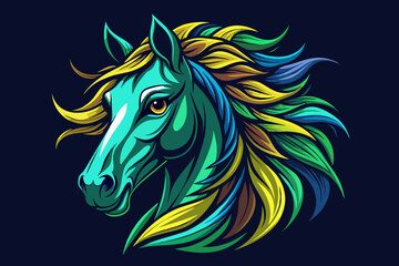 Obraz na płótnie Canvas Horse Head Illustration, print ready vector t-shirt design, sticker dark black background