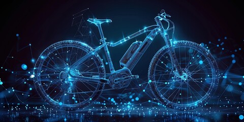 Electric bicycle. Marathon Concept. Abstract polygonal pattern isolated on dark background