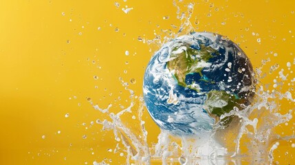 Refreshing concept of cleaning the Earth with a mop, symbolizing environmental care and the global...