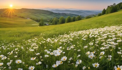 Fototapeta na wymiar landscape with grass and flowers.
