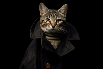 Mysterious Feline Cloaked in Darkness - The Enigmatic Cat Banner