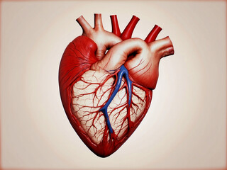 Human heart with circulatory system. 3D illustration
