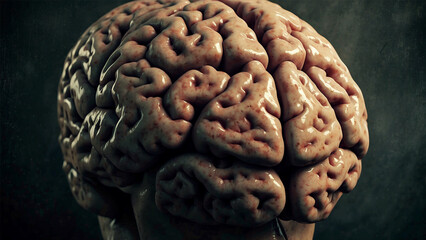 Human brain on dark background. 3D illustration. 3D CG. High resolution.