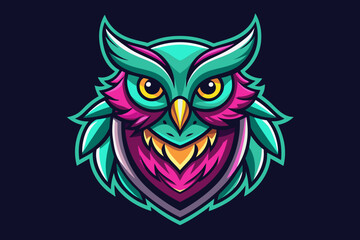 Owl Icon,  print ready vector t-shirt design, sticker dark black background 