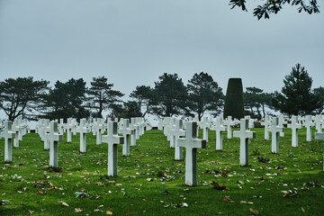 American War Cemetery memorial near Omaha Beach, the place where allied forces landed on the beach...