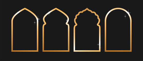 arabic arch frame. templates for social media, promotions and advertising banners, islamic frame vector illustration.