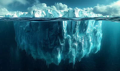 Foto auf Acrylglas Greenland ice sheet and iceberg in arctic nature landscape, melting due to climate change, causing sea levels rise © ELmahdi-AI
