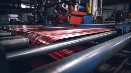 Sheet metal bending in factory, AI generated