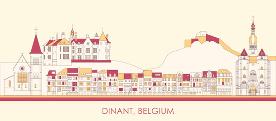 Cartoon Skyline panorama of town of Dinant, Belgium - vector illustration - 770013418