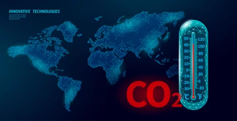 Fotobehang  Carbon dioxide CO2 ecology problem eco concept. Renewable organic gas 3D render. Science biofuel chemistry biotechnology polygonal climatic greenhouse effect technology vector illustration © LuckyStep