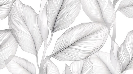 Patrón botánico abstracto en tonos blanco y negro - obrazy, fototapety, plakaty