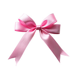Pink ribbon bow isolated on transparent background.