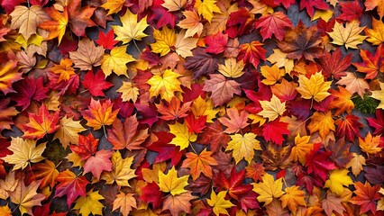 Generative ai. a close up of a bunch of leaves on a ground, autumn leaves background