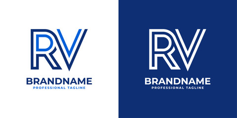 Letters RV Line Monogram Logo, suitable for business with RV or VR initials