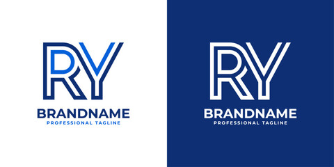Letters RY Line Monogram Logo, suitable for business with RY or YR initials - obrazy, fototapety, plakaty