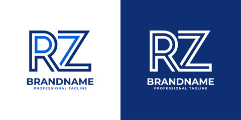 Letters RZ Line Monogram Logo, suitable for business with RZ or ZR initials