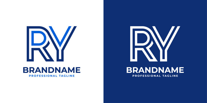 Letters RY Line Monogram Logo, suitable for business with RY or YR initials