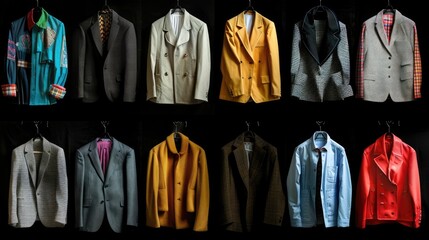 different clothes set collection. Isolated on black background Generative AI