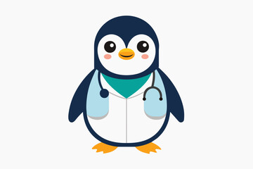 vector minimalistic t-shirt design with a cute Penguin Illustration in the image of a doctor on a white background 