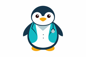 vector minimalistic t-shirt design with a cute Penguin Illustration in the image of a doctor on a white background 