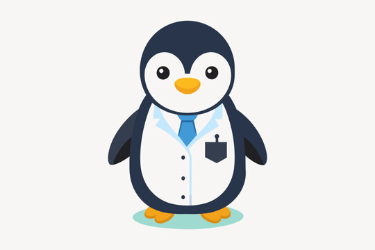 vector minimalistic t-shirt design with a cute Penguin Illustration in the image of a doctor on a white background 