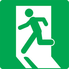 emergency exit sign,green exit, door, escape route,fire exit