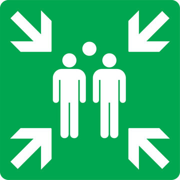 Emergency evacuation assembly point sign, gathering point,symbol, Assembly Area. Assembly Point. meeting area, safety zone,sign