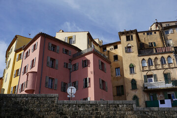 colorful buildings in downtown Grasse, southern France