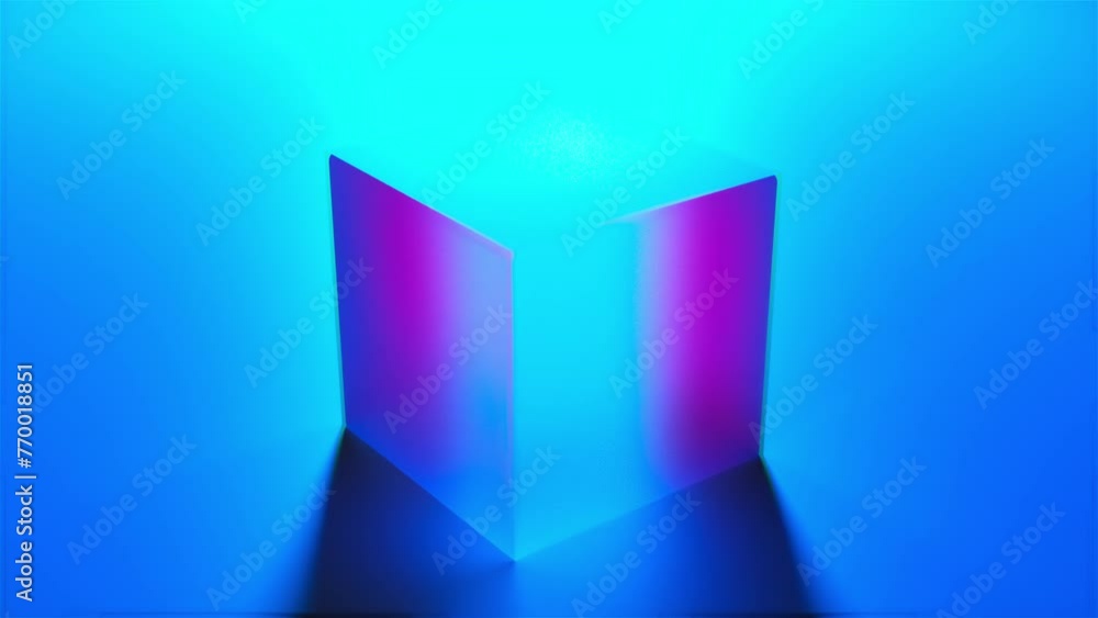 Poster abstract blue cube. computer generated 3d render
