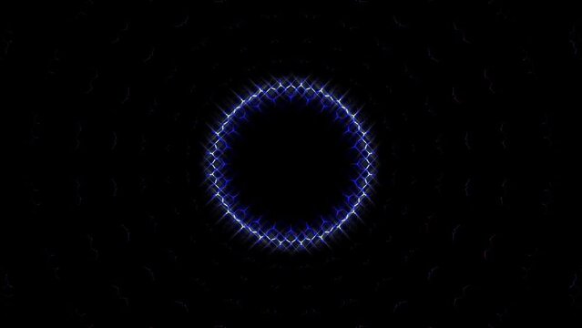 Kaleidoscope pattern with full colors. Magic mandala. 4k 3D Animated digital abstract. Colorful curved and circular lines on black background, seamless loop