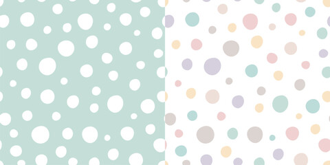 Set of seamless pattern with circles. Vector illustration. It can be used for wallpapers, wrapping, cards, patterns for clothes and other.