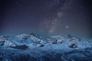 Winding to mountain peaks. Beautiful mountain landscape.