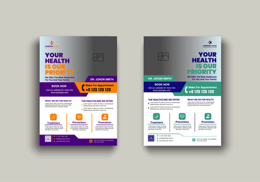 Modern Medical Flyer Template, Professional Healthcare Campaign Poster, Health and Wellness Clinic Flyer, Clean and Minimalistic Template, Customizable Medical Flyer Design.