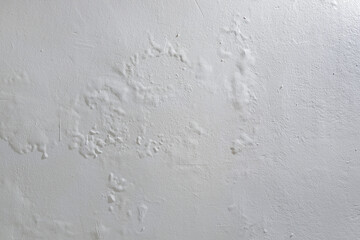 Saltpeter on the wall, Closeup of wall stained with water infiltration. Potassium nitrate, which is...