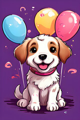 Happy dog birthday card concept. Birthday party dog. 