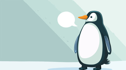 Cartoon penguin with speech bubble in smooth 