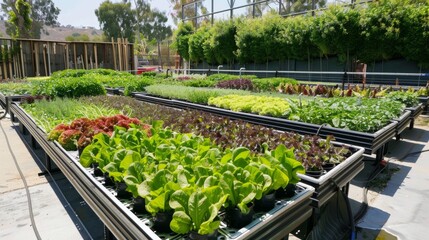 A high-tech greenhouse using hydroponics for farming