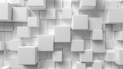 A pattern with 3D cubes. Abstract mosaic of white squares