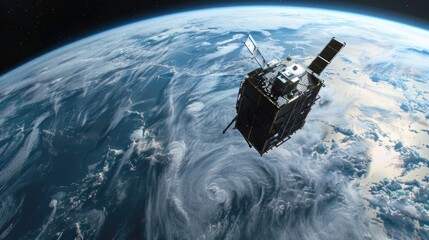 A satellite in space, orbiting the Earth