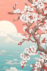 Japanese cherry blossom illustration - 770025607